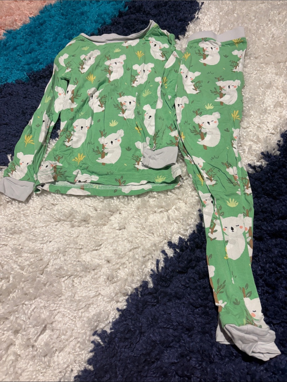 Kids Green Koala Print Pajama Set
